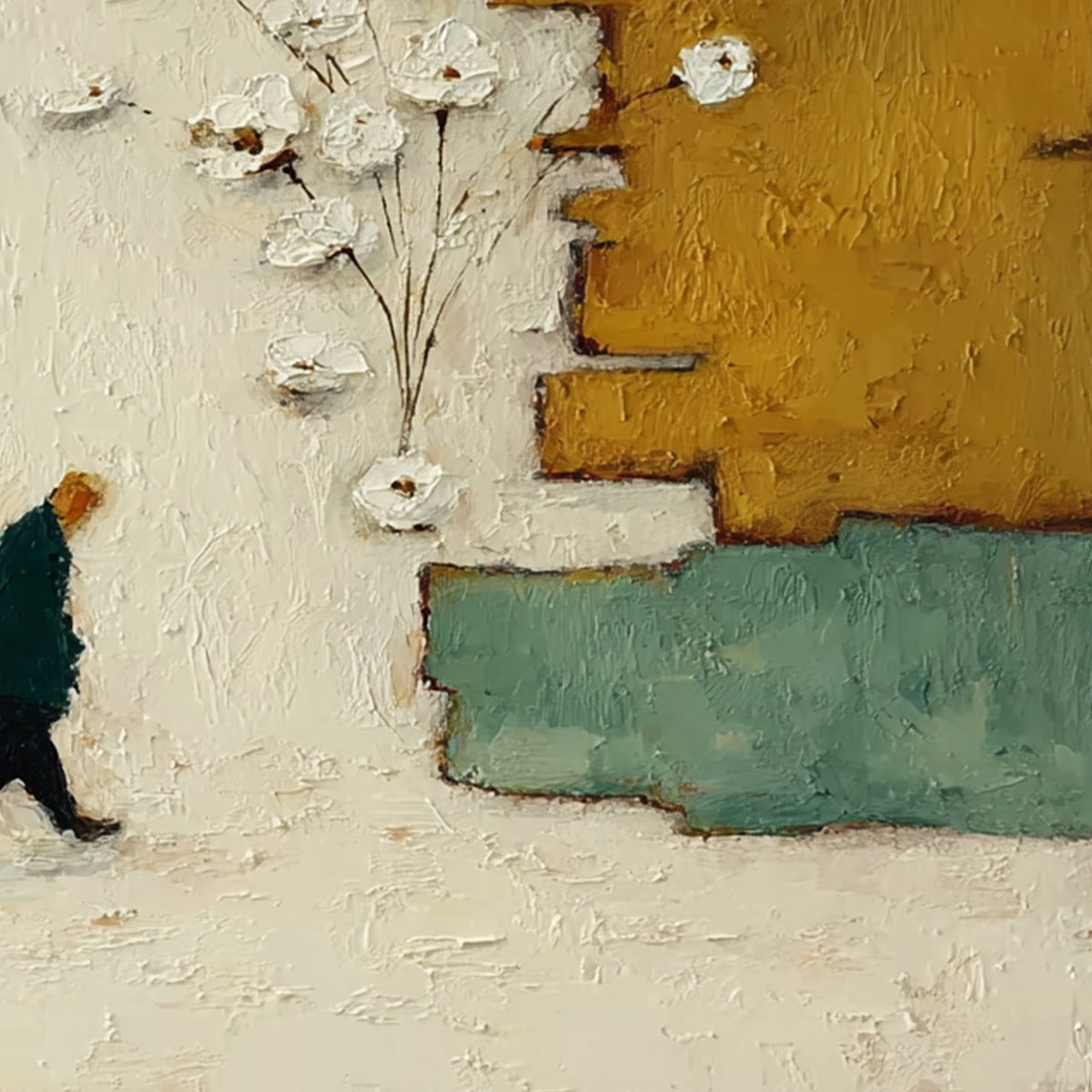 MOMENTS IN PASSING: Textured Minimalist Impasto Painting of a Daily Stroll - Image 3