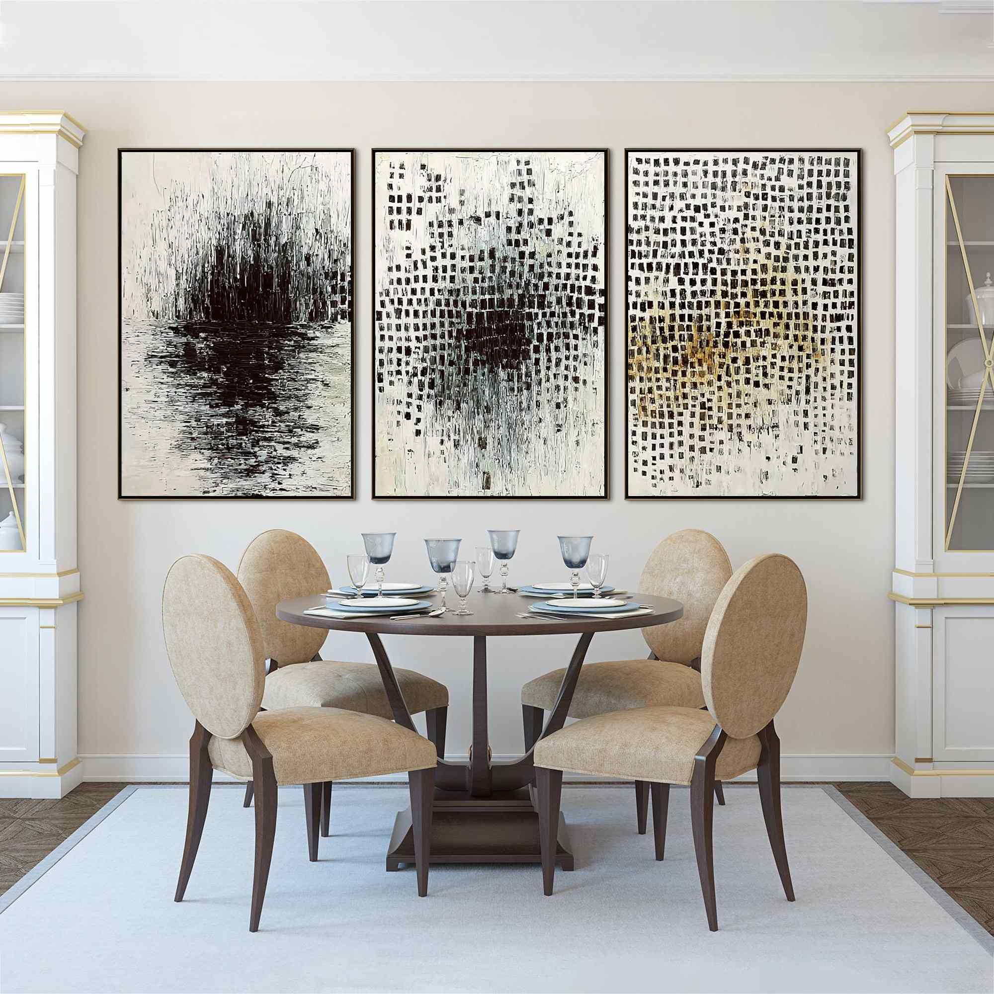 MONOCHROME METAMORPHOSIS: Wabi Sabi Textured Abstract Triptych - Image 6