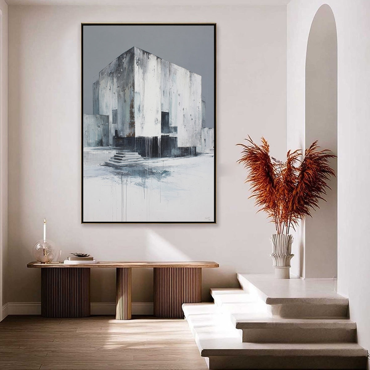 MONOLITHIC ECHO: Minimalist Abstract Architectural Painting - Image 4
