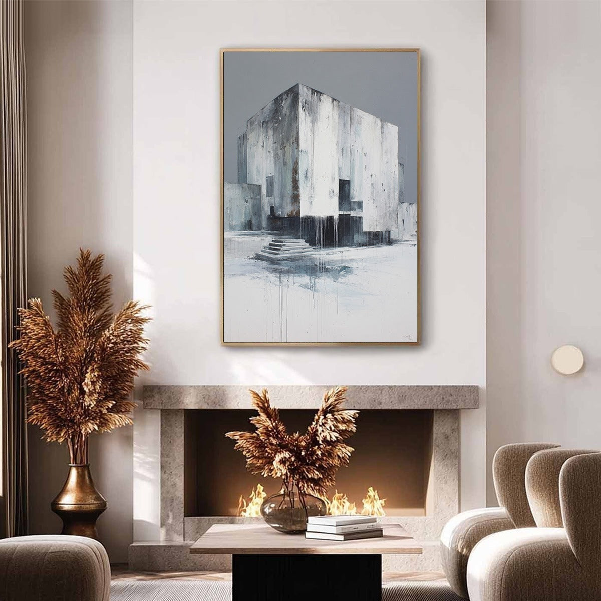 MONOLITHIC ECHO: Minimalist Abstract Architectural Painting - Image 6