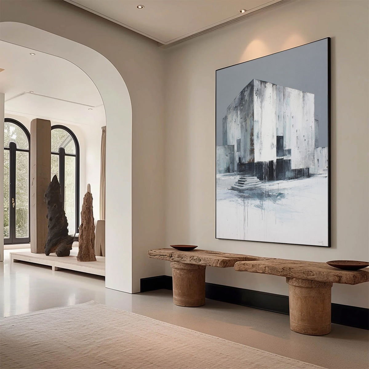 MONOLITHIC ECHO: Minimalist Abstract Architectural Painting - Image 7