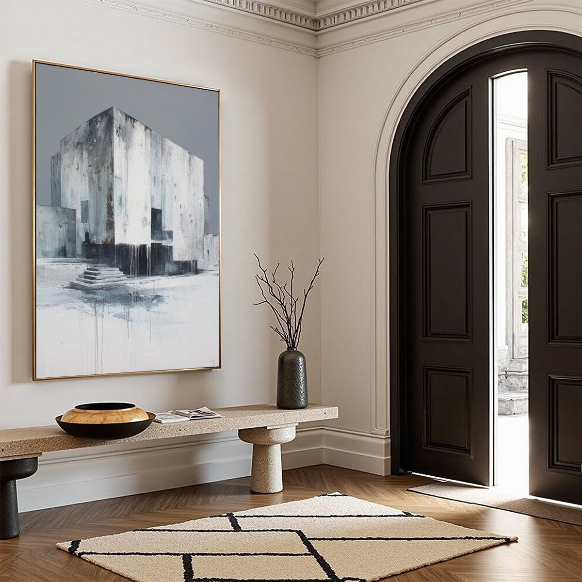 MONOLITHIC ECHO: Minimalist Abstract Architectural Painting - Image 8