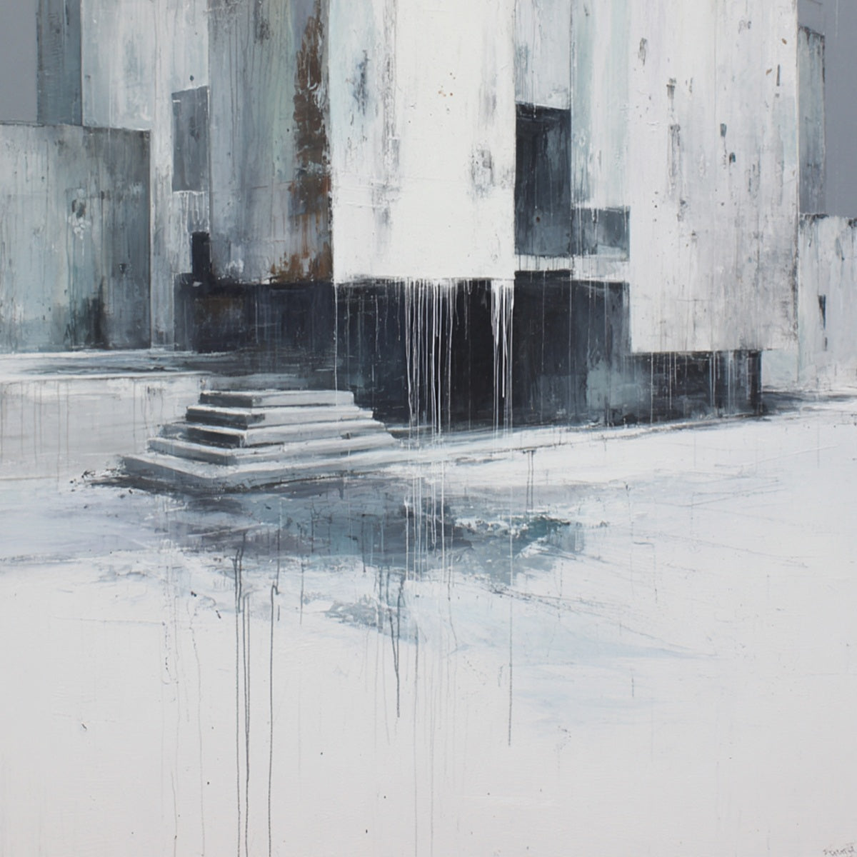 MONOLITHIC ECHO: Minimalist Abstract Architectural Painting - Image 5