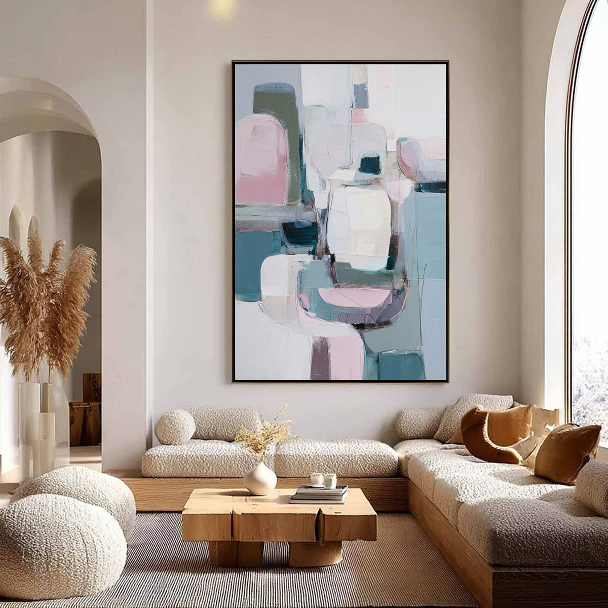 MORNING BLUSH: Soft Contemporary Abstract Block Painting - Image 4