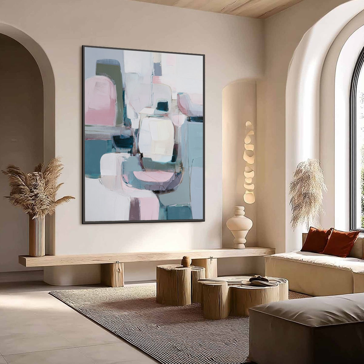 MORNING BLUSH: Soft Contemporary Abstract Block Painting - Image 7