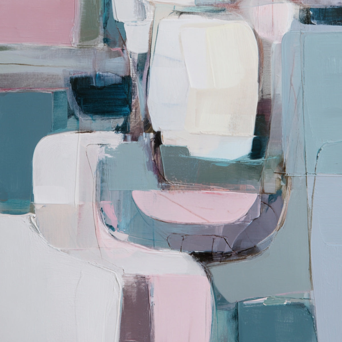 MORNING BLUSH: Soft Contemporary Abstract Block Painting - Image 3
