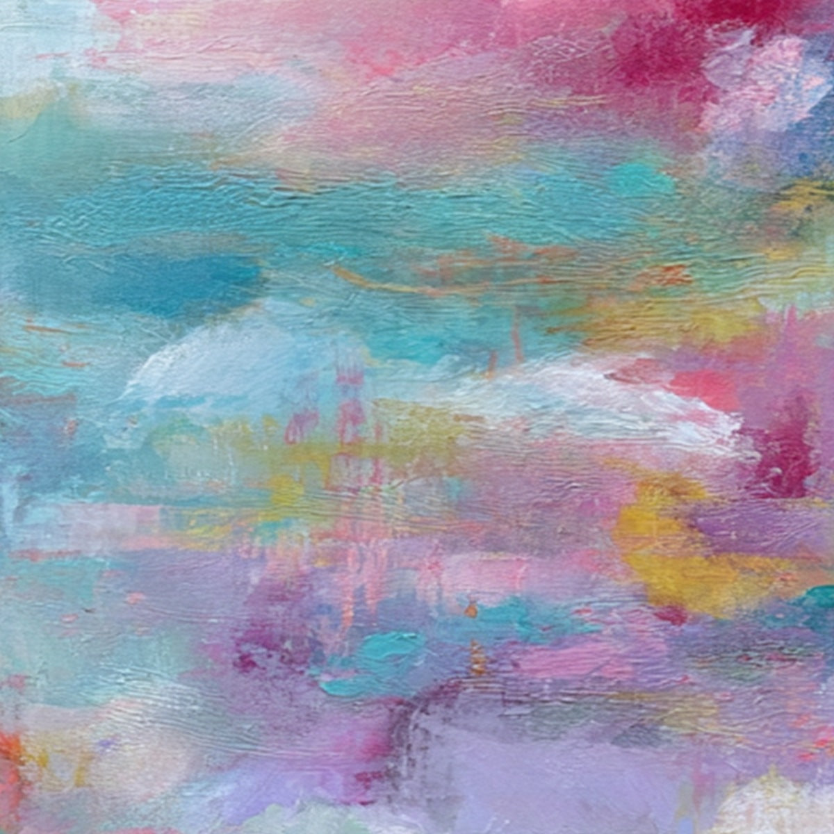 MORNING RAPTURE: Colorful Abstract Cloudscape Painting Set of 2 - Image 3
