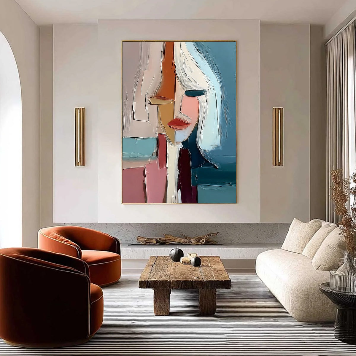 MOSAIC MUSE: Abstract Figurative Portrait Oil Painting with Heavy Texture - Image 4