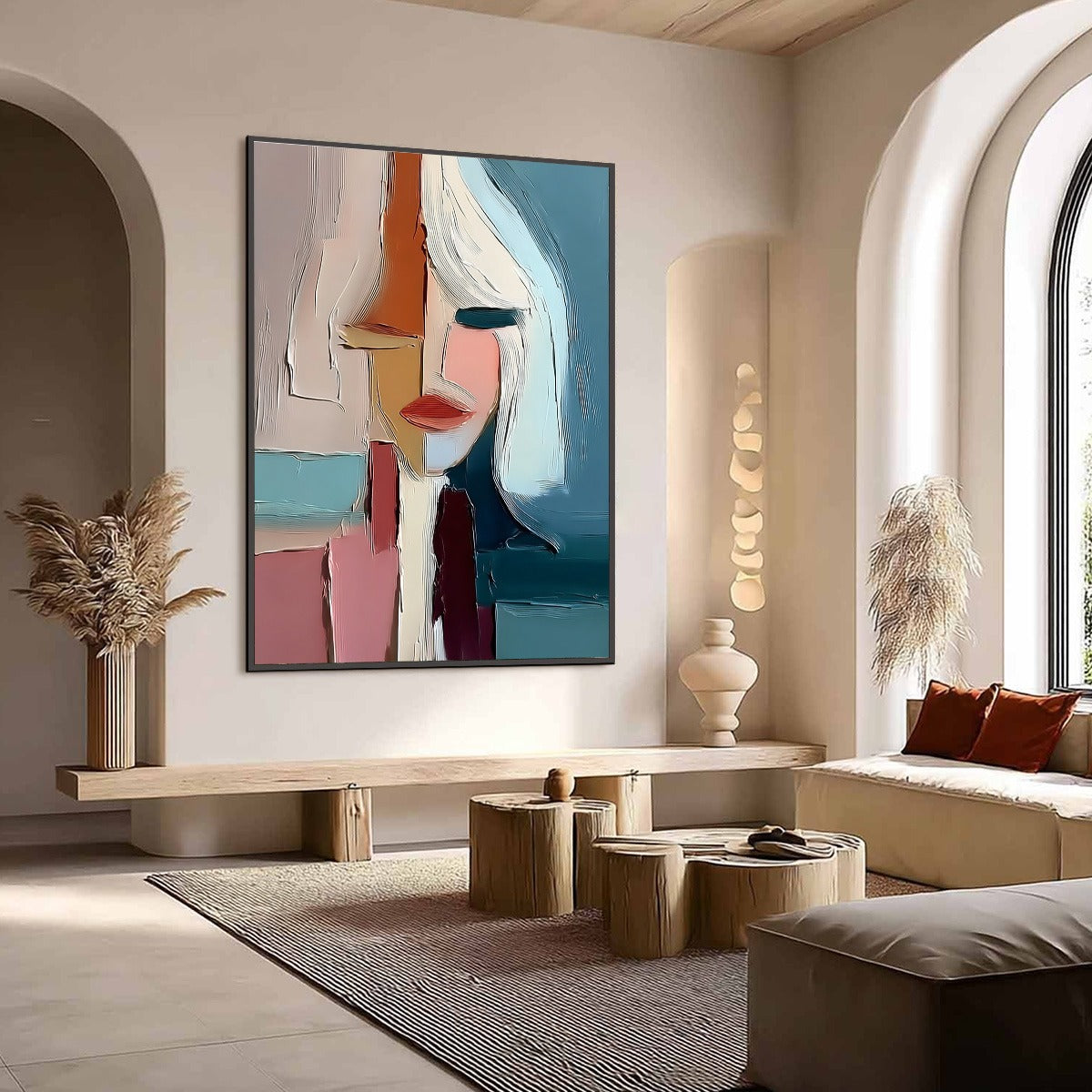 MOSAIC MUSE: Abstract Figurative Portrait Oil Painting with Heavy Texture - Image 7