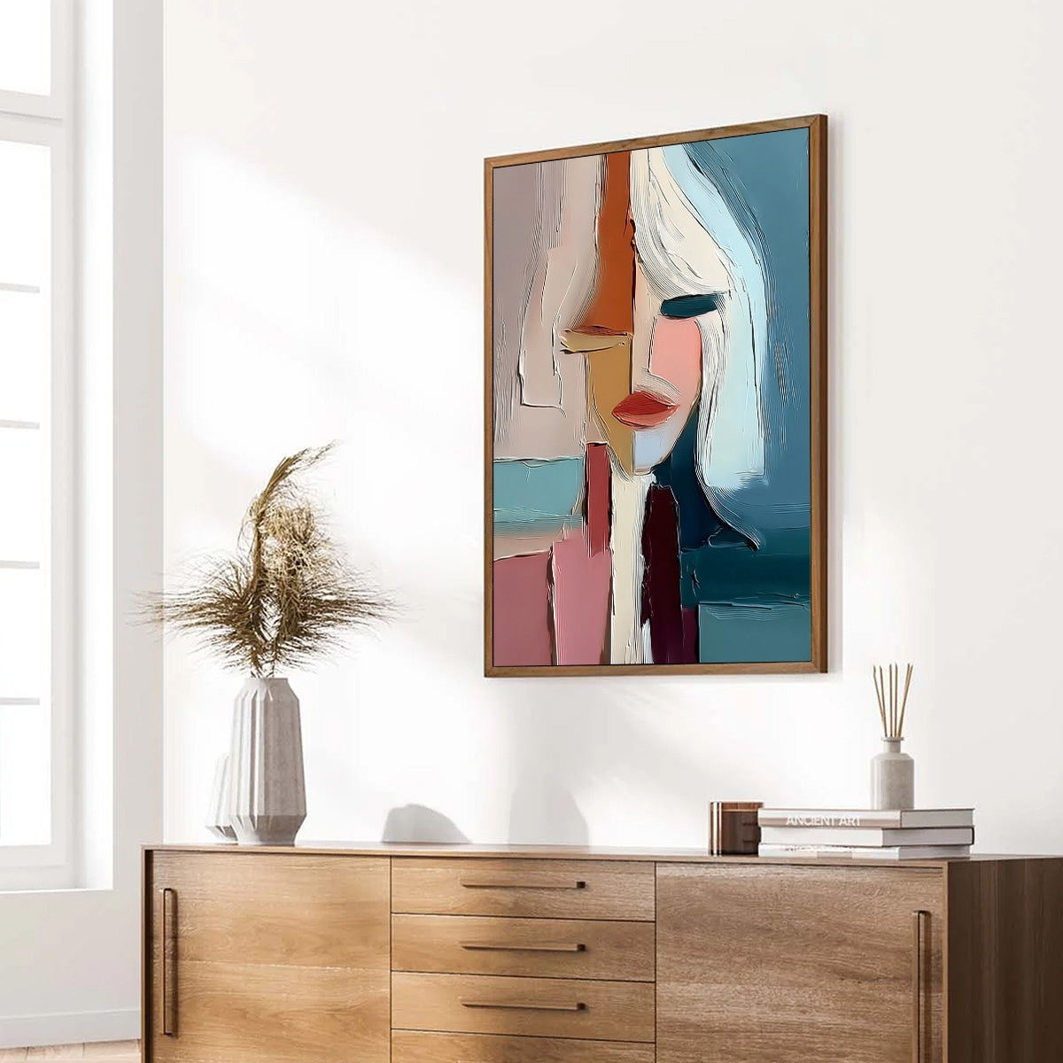 MOSAIC MUSE: Abstract Figurative Portrait Oil Painting with Heavy Texture - Image 8