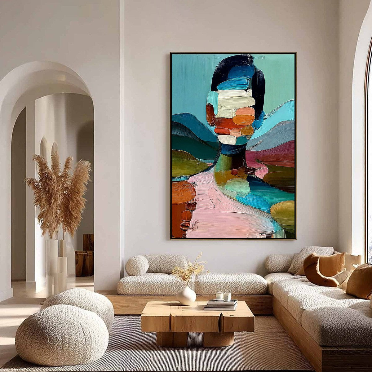 MOSAIC OF BEING: Colorful Abstract Impasto Portrait Wall Art - Image 4