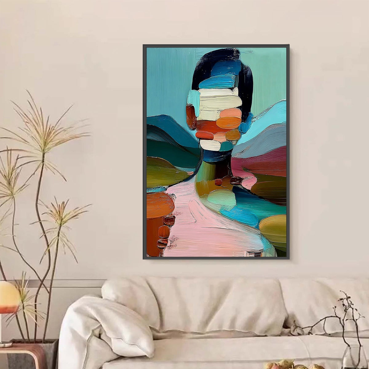MOSAIC OF BEING: Colorful Abstract Impasto Portrait Wall Art - Image 2
