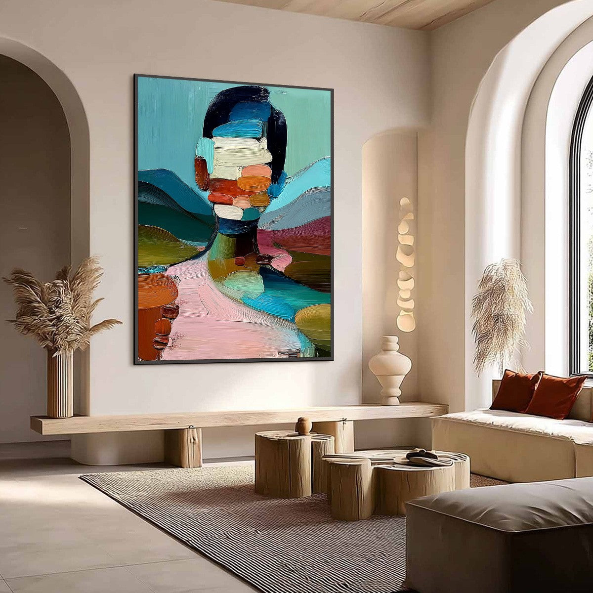 MOSAIC OF BEING: Colorful Abstract Impasto Portrait Wall Art - Image 7