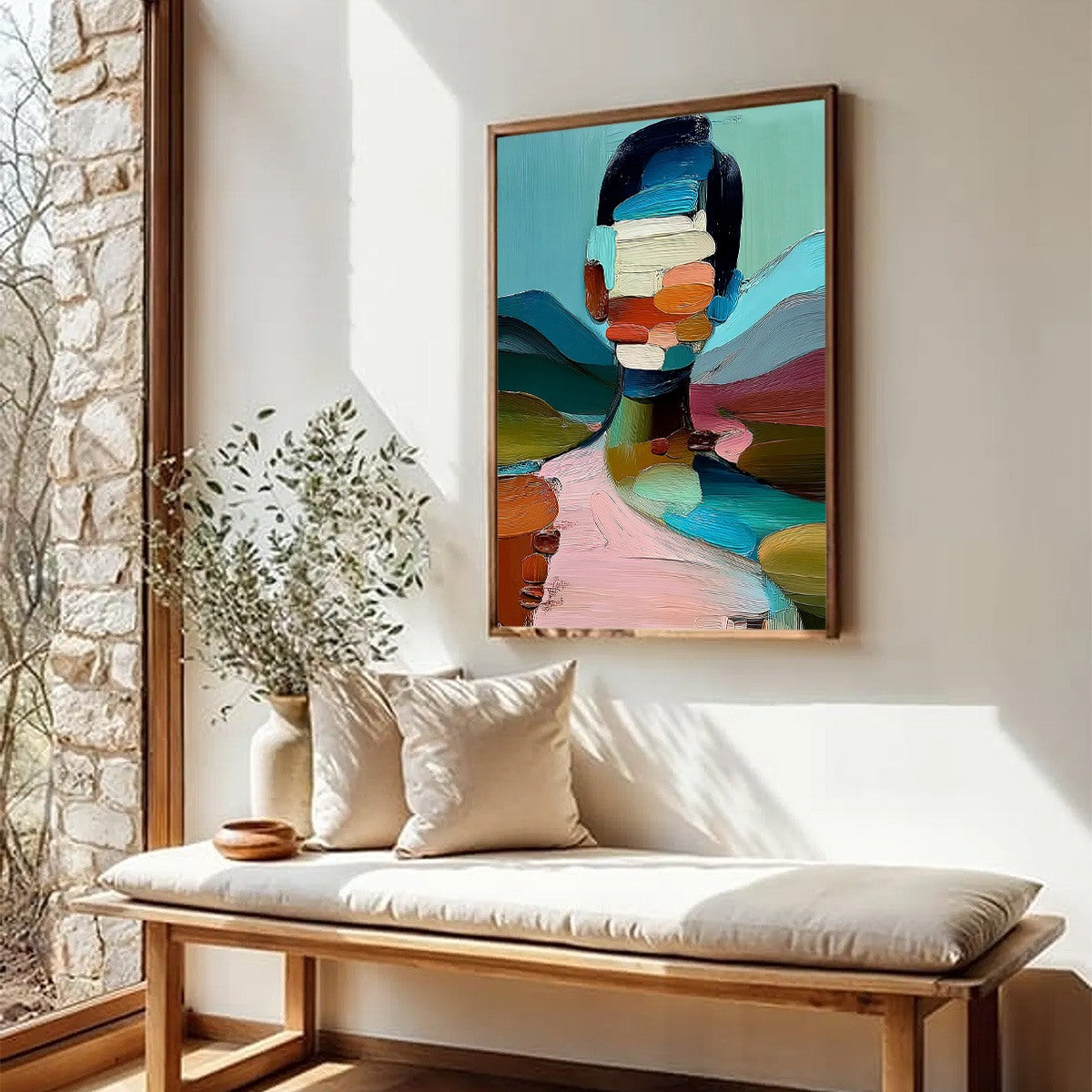MOSAIC OF BEING: Colorful Abstract Impasto Portrait Wall Art - Image 8