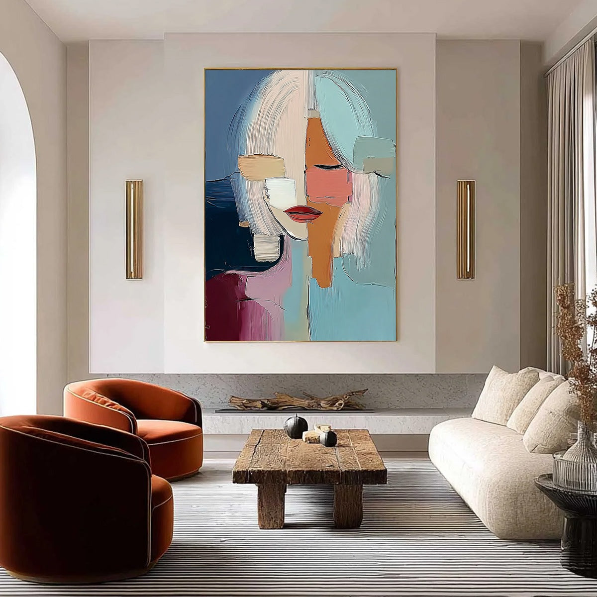 MOSAIC OF THOUGHTS: Abstract Textured Portrait Wall Art for Modern Decor - Image 4