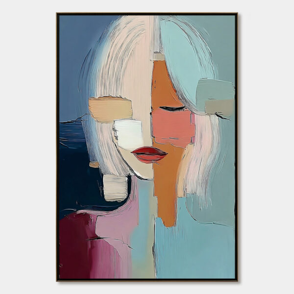 MOSAIC OF THOUGHTS: Abstract Textured Portrait Wall Art for Modern Decor