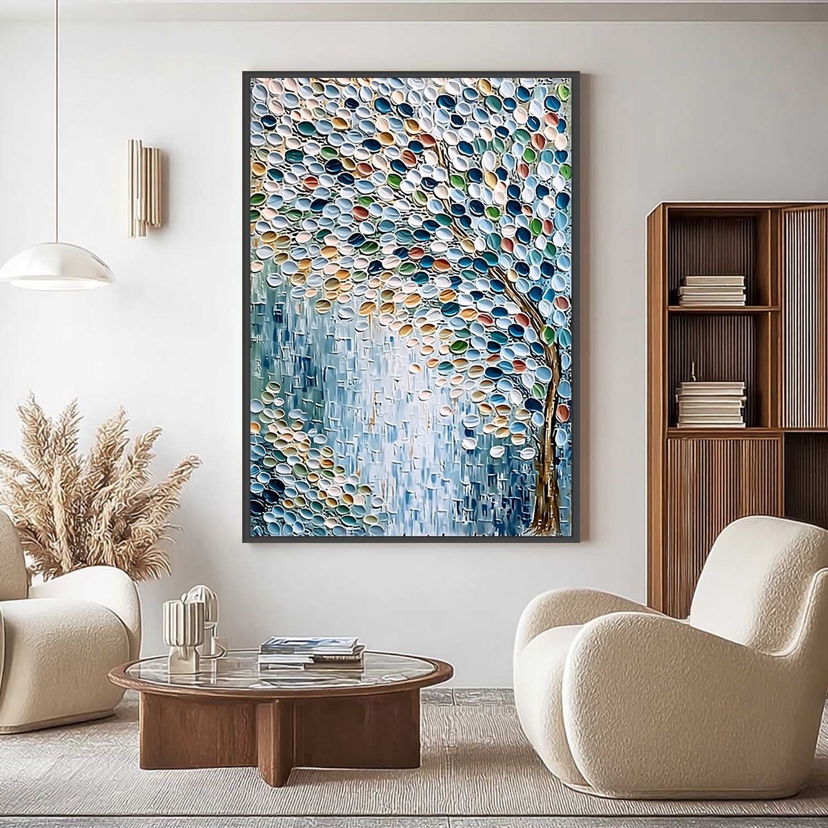MOSAIC RAIN: Heavily Textured Impasto Tree of Life Painting - Image 2