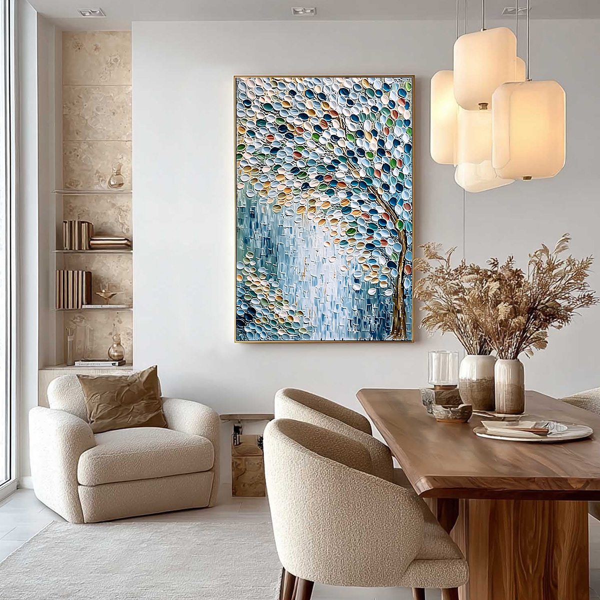 MOSAIC RAIN: Heavily Textured Impasto Tree of Life Painting - Image 4