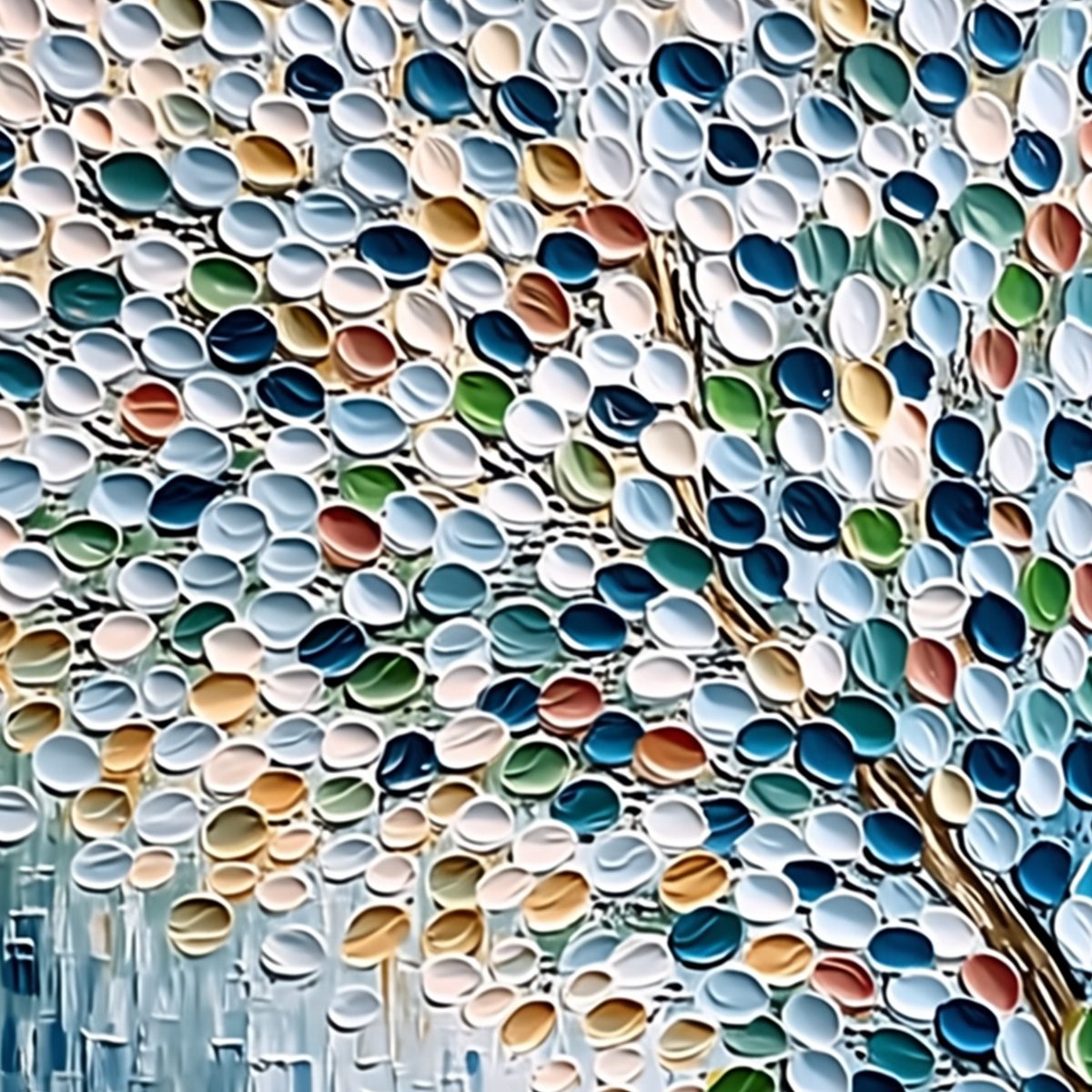MOSAIC RAIN: Heavily Textured Impasto Tree of Life Painting - Image 3