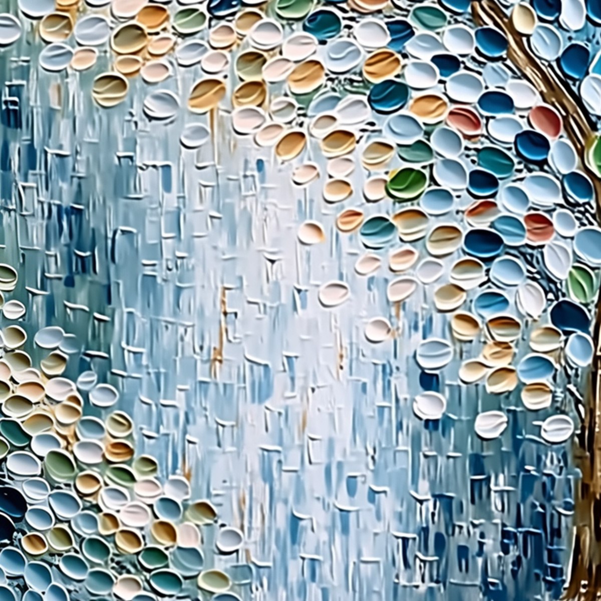 MOSAIC RAIN: Heavily Textured Impasto Tree of Life Painting - Image 5