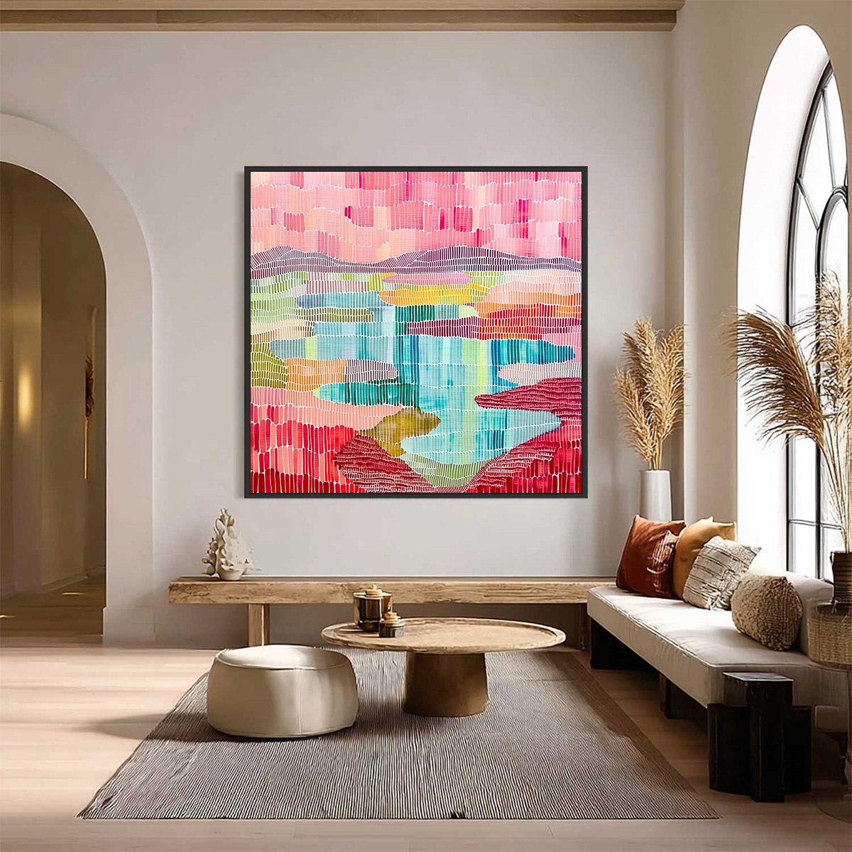 MOSAIC SUNRISE: Colorful Textured Abstract Landscape Painting - Image 2
