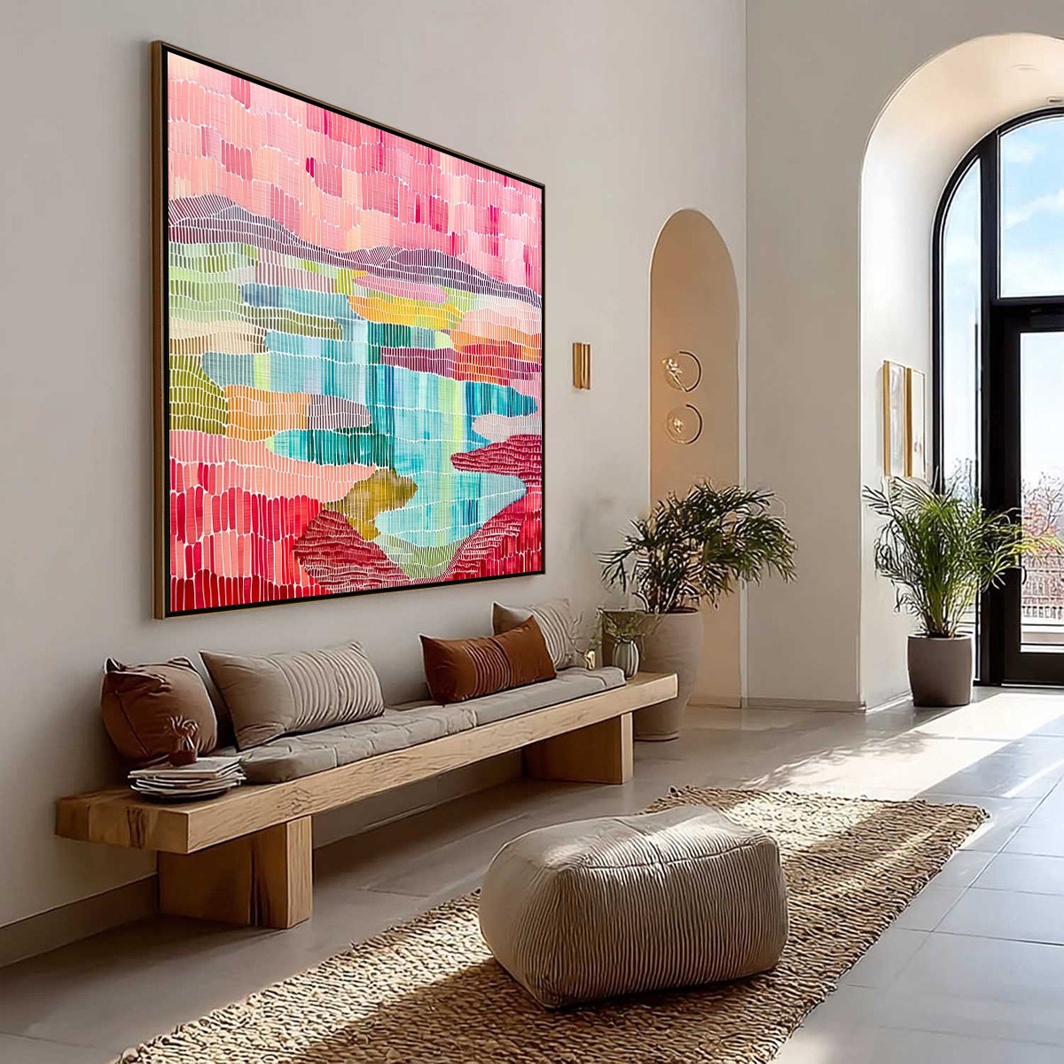 MOSAIC SUNRISE: Colorful Textured Abstract Landscape Painting - Image 7