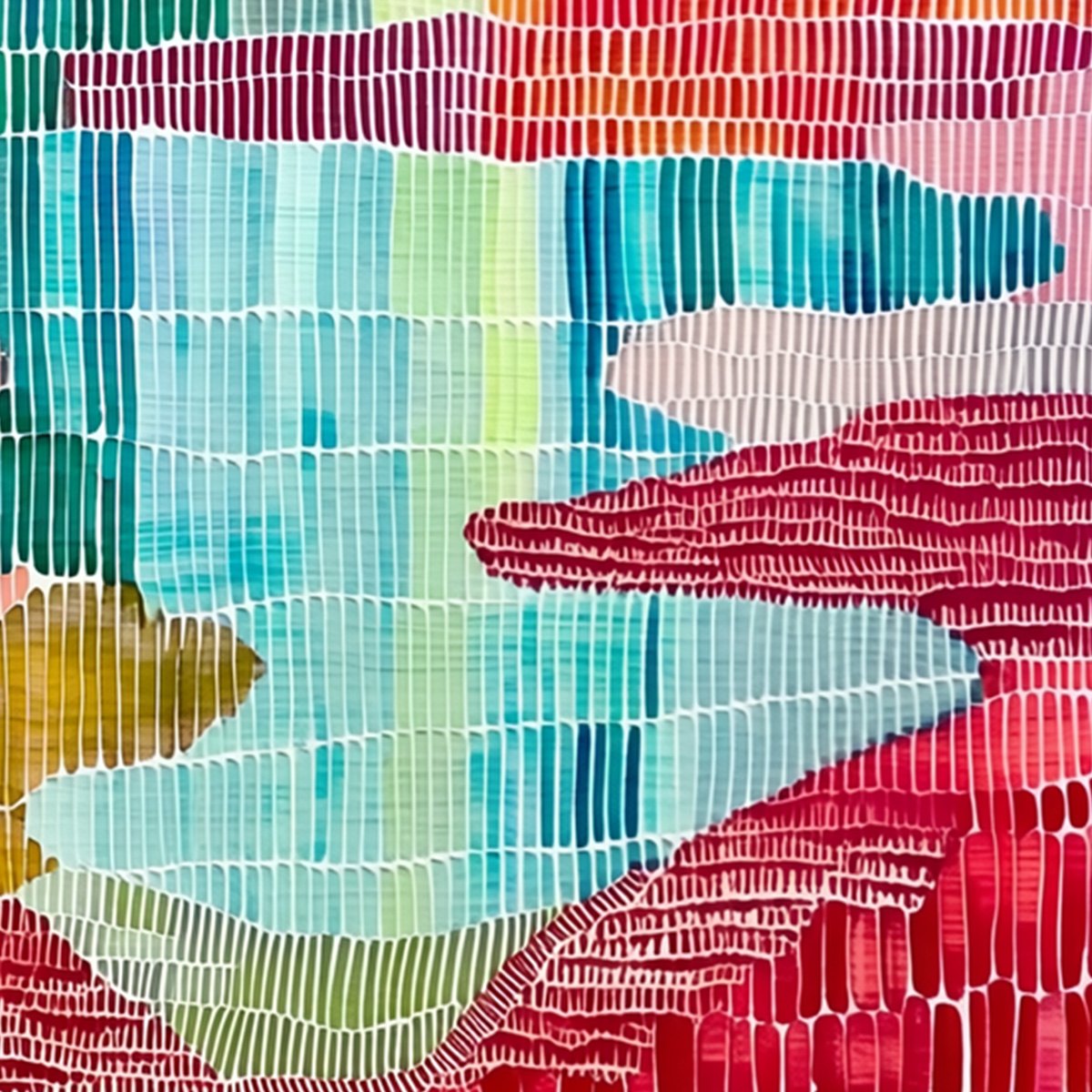 MOSAIC SUNRISE: Colorful Textured Abstract Landscape Painting - Image 5