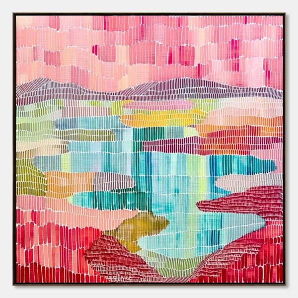 MOSAIC SUNRISE: Colorful Textured Abstract Landscape Painting