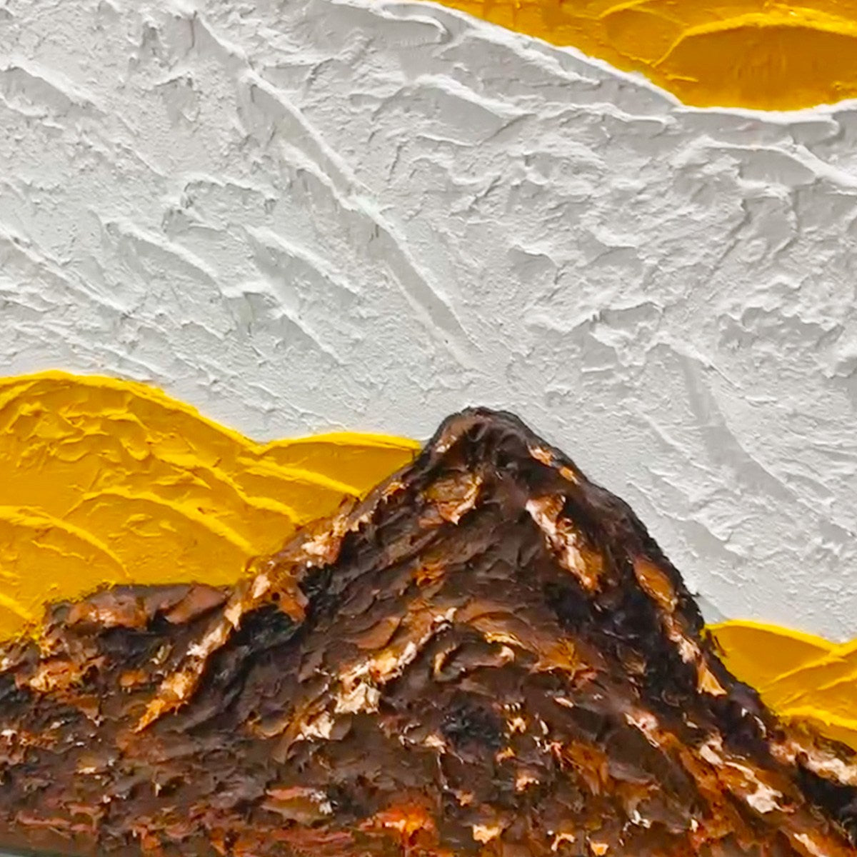 MOUNTAIN PEAKS: Textured Mountain Range Painting in Brown and White - Image 3