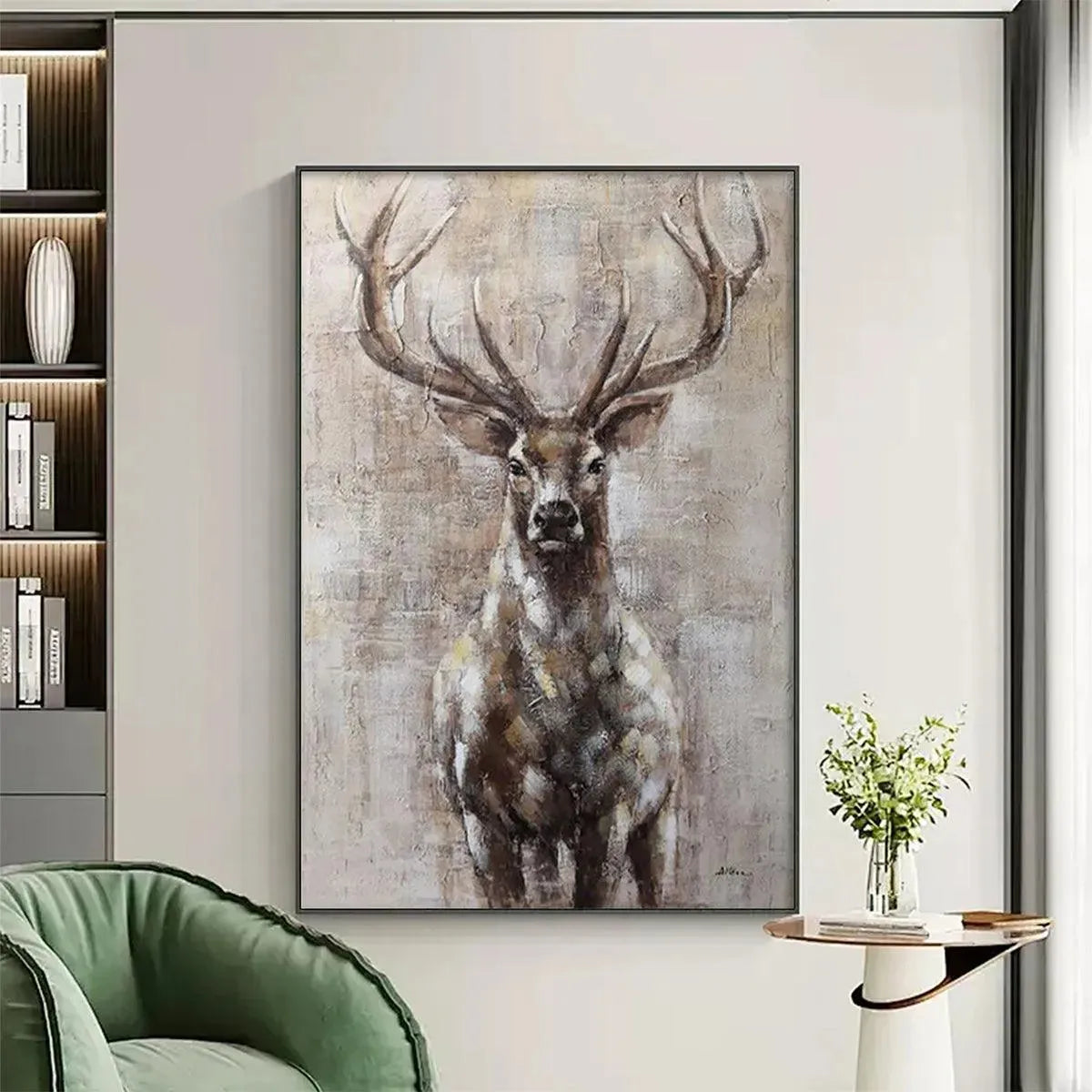 MAJESTIC STAG: Textured Stag Painting, Vertical Wall Art - Image 8