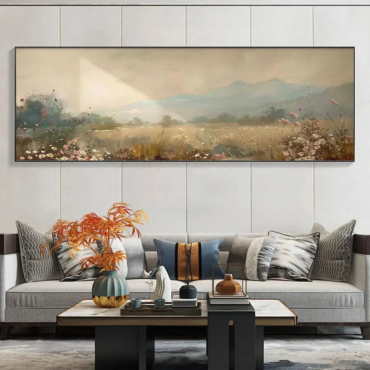MEADOW VALLEY PANORAMIC: Landscape Painting, Panoramic Wall Art - Image 7