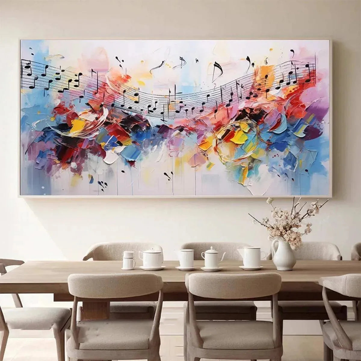 MELODY IN COLOR: Abstract Painting with Musical Notes - Image 8