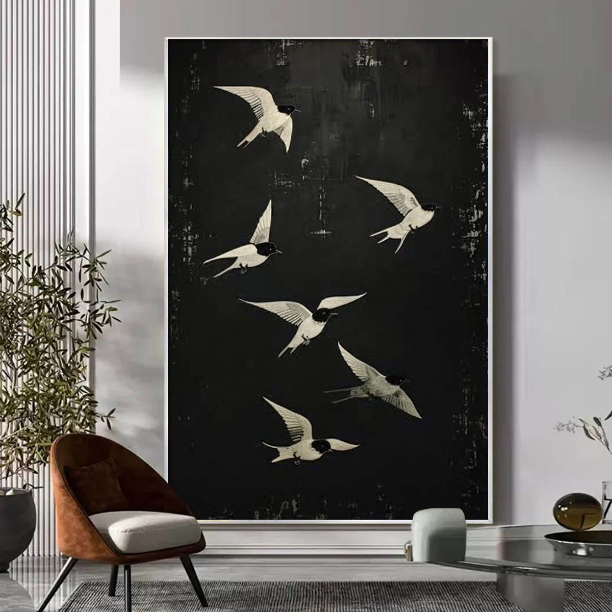 FLIGHT: Minimalist Birds in Flight Oil Painting - Image 6