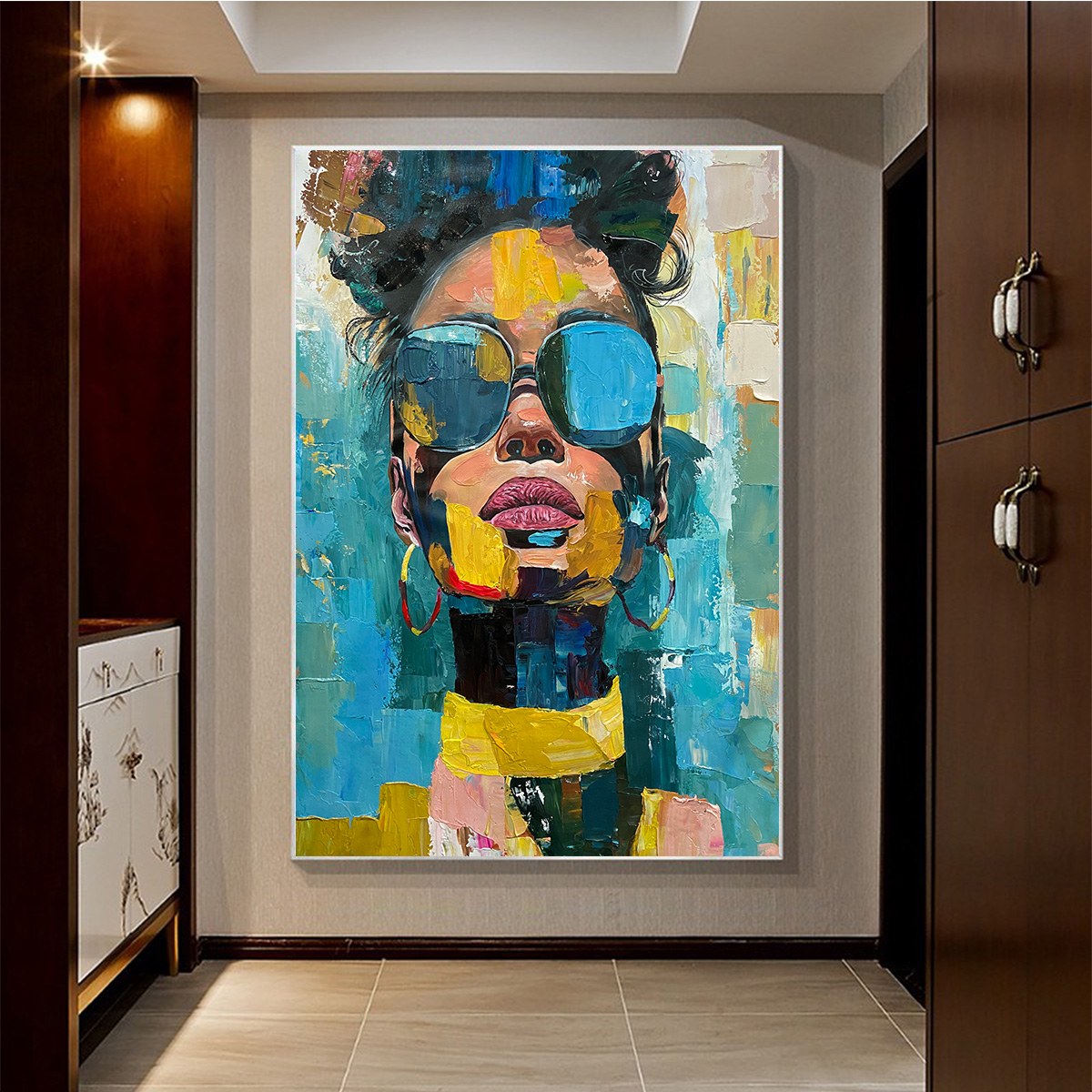 GOLDEN GAZE: Modern Portrait Impasto Oil Painting - Image 2