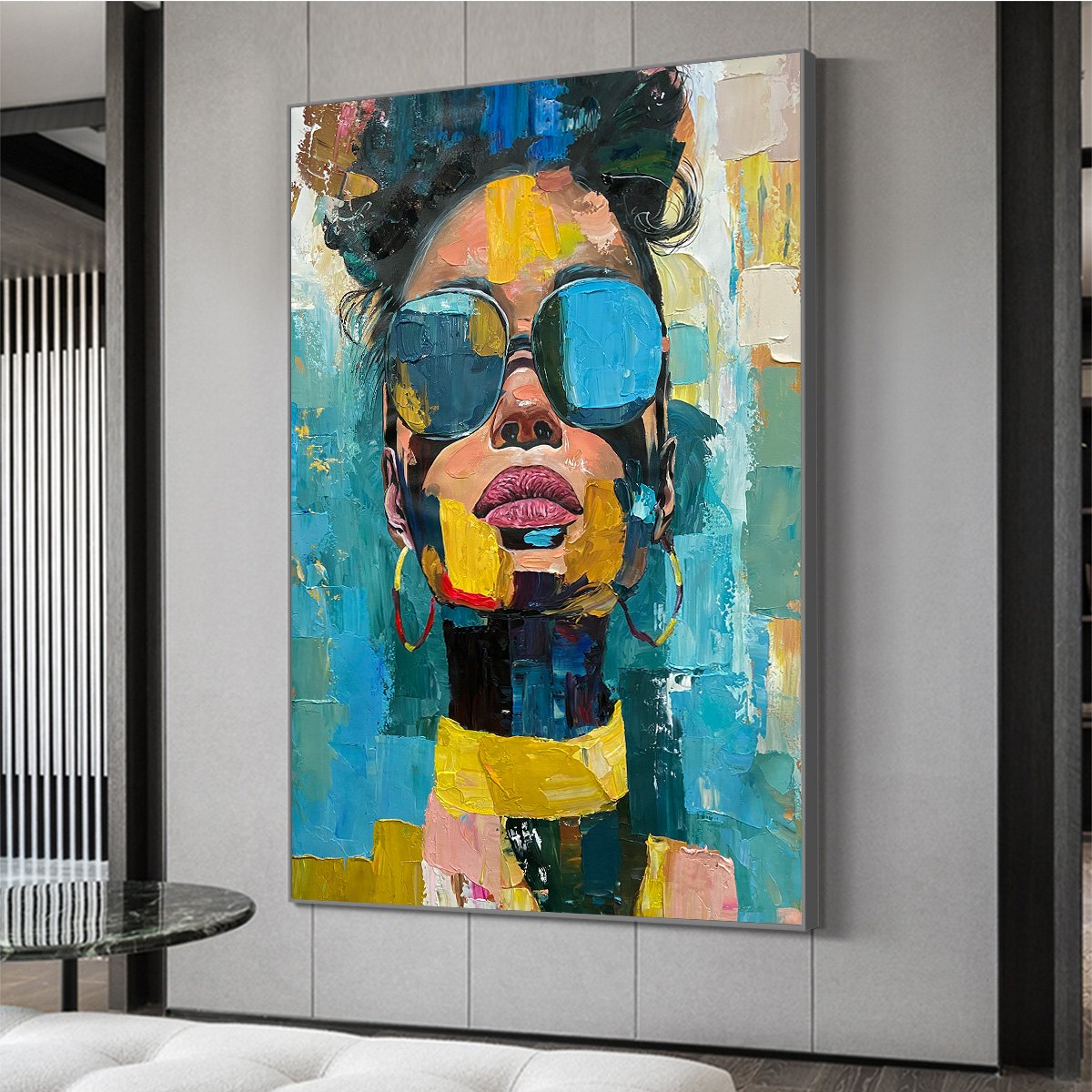 GOLDEN GAZE: Modern Portrait Impasto Oil Painting - Image 5
