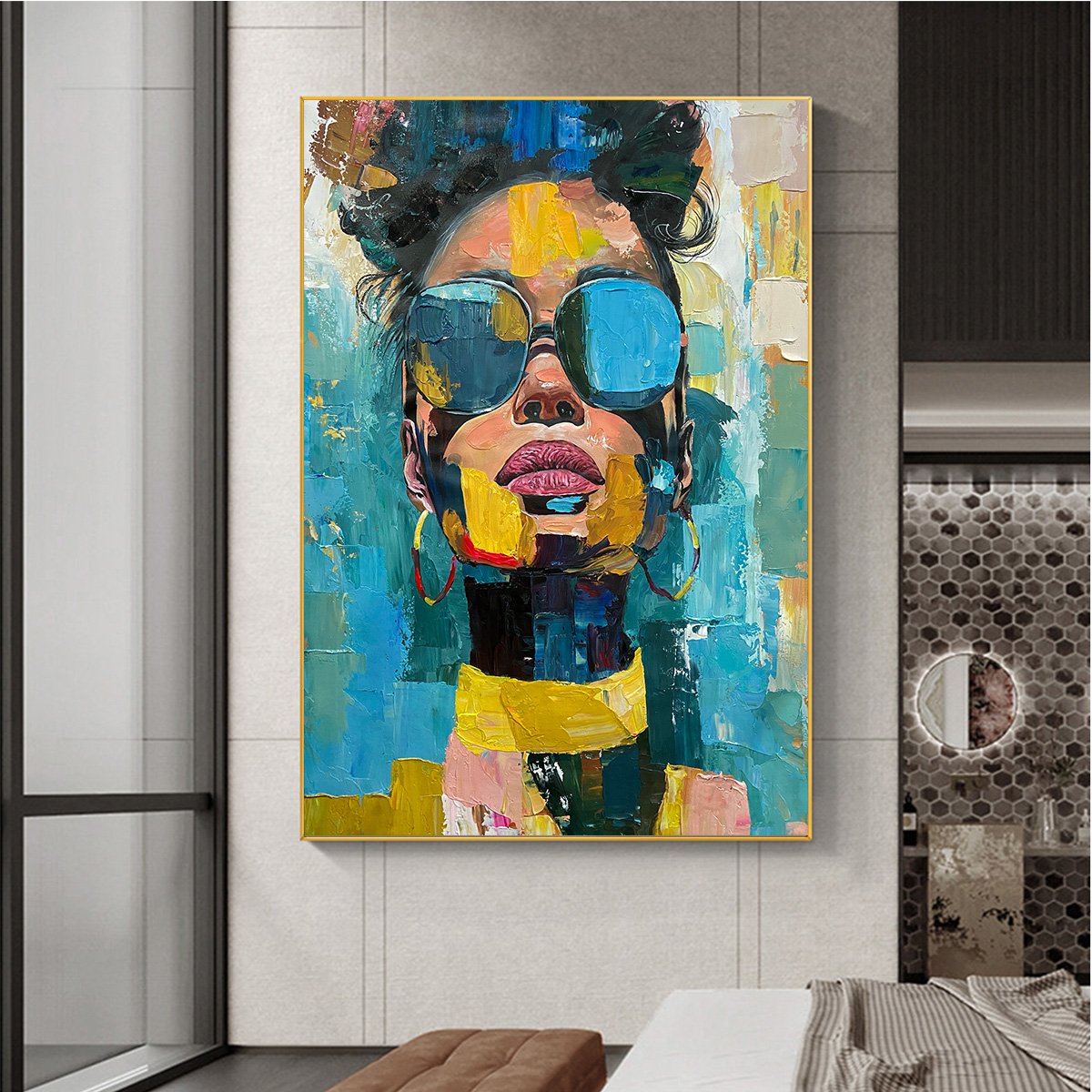 GOLDEN GAZE: Modern Portrait Impasto Oil Painting - Image 7