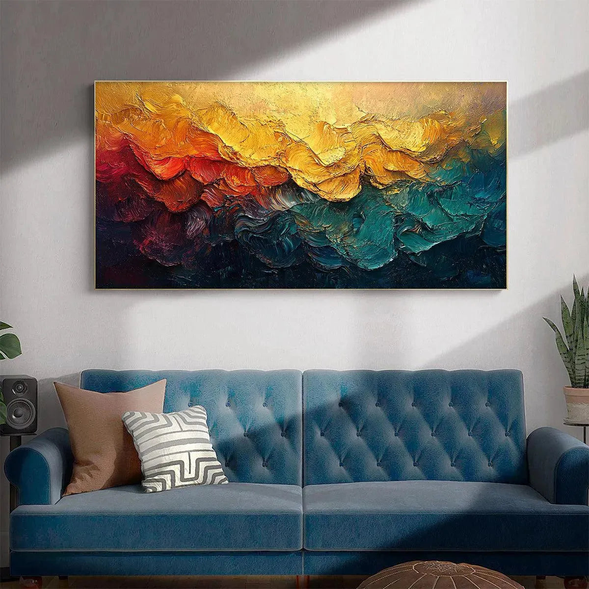 MOLTEN HORIZON: Textured Impasto Abstract Landscape Oil Painting - Image 6