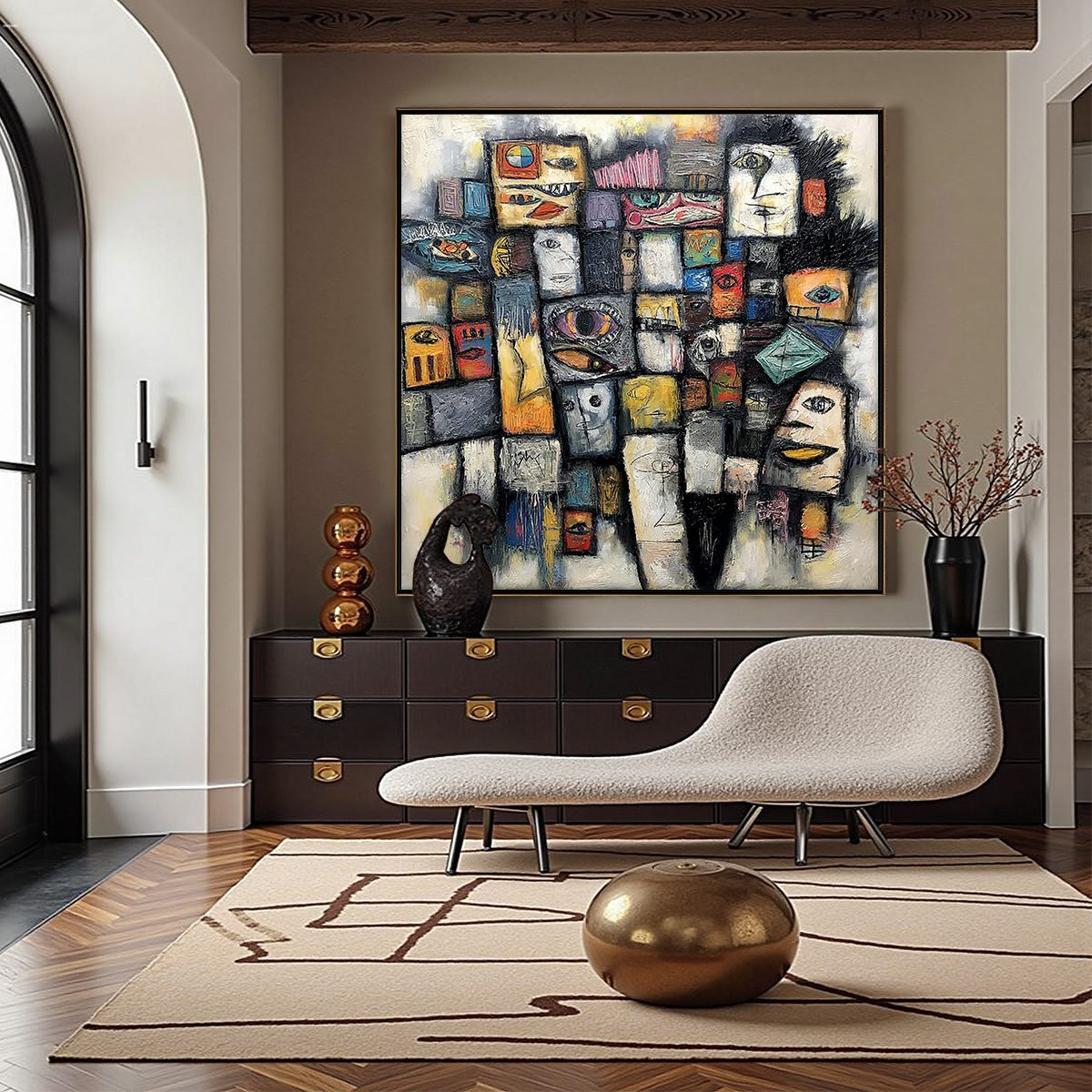 Mosaic of Souls | Square Abstract Portrait Oil Painting for Wall - Image 4