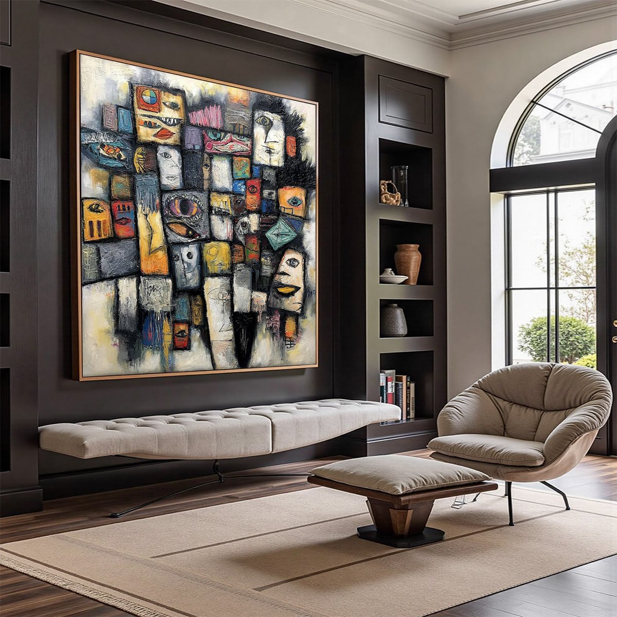 Mosaic of Souls | Square Abstract Portrait Oil Painting for Wall - Image 7