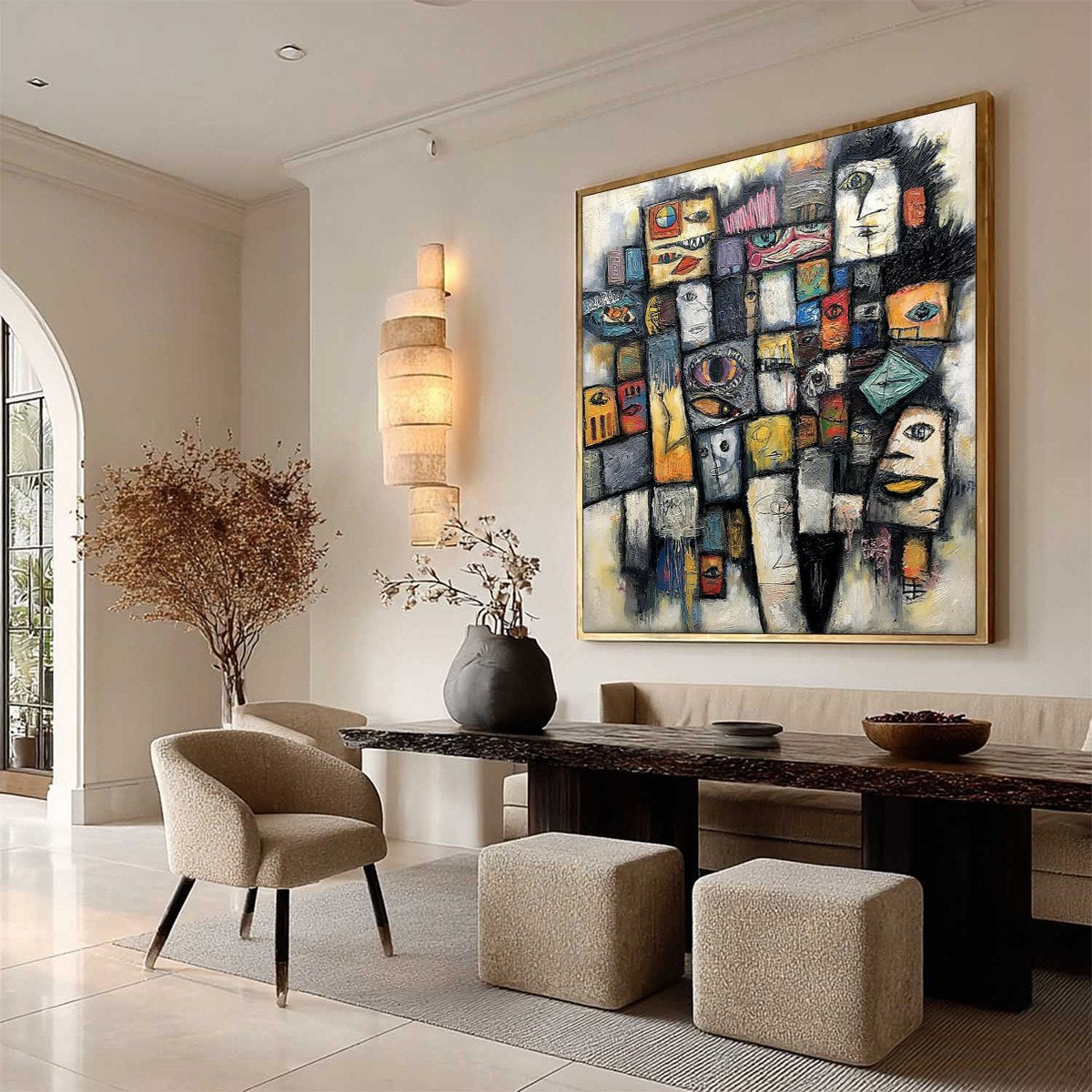 Mosaic of Souls | Square Abstract Portrait Oil Painting for Wall - Image 8