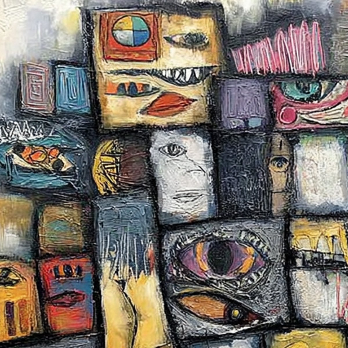 Mosaic of Souls | Square Abstract Portrait Oil Painting for Wall - Image 5
