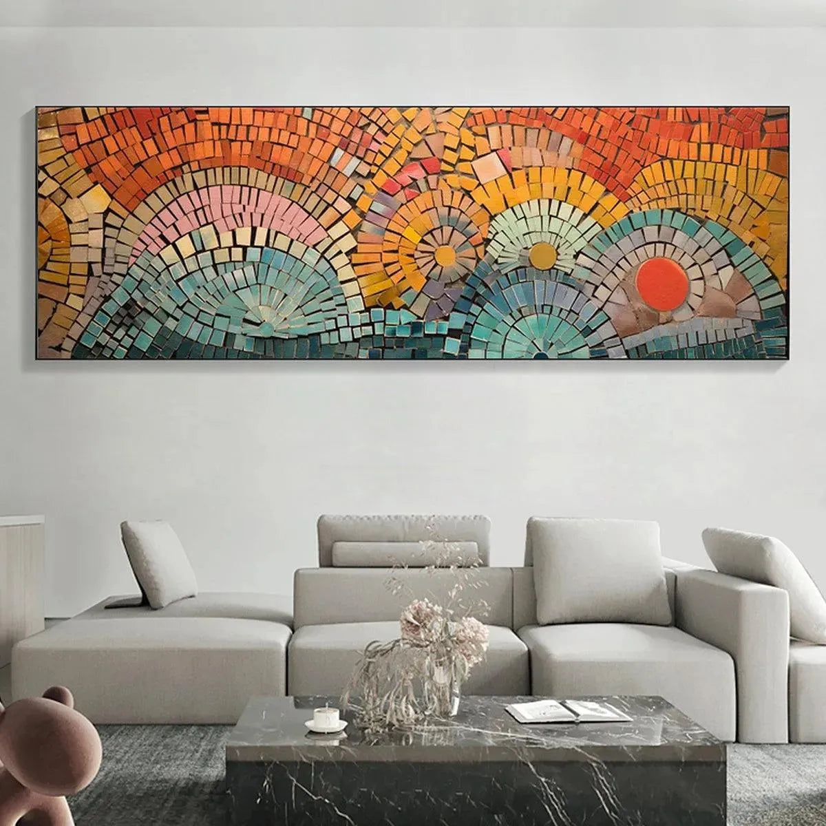 MOSAIC SUNSET PANORAMIC: Mosaic Painting, Panoramic Wall Art, Colorful Decor - Image 7