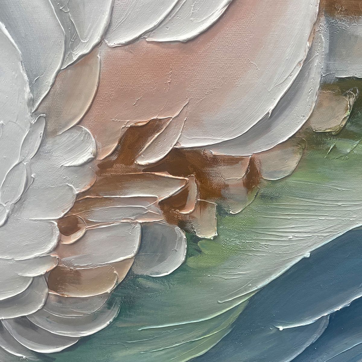 OCEAN WHISPERS: Textured Abstract Seascape Painting, White and Blue Wall Art, Panoramic Canvas, Coastal Decor - Image 3