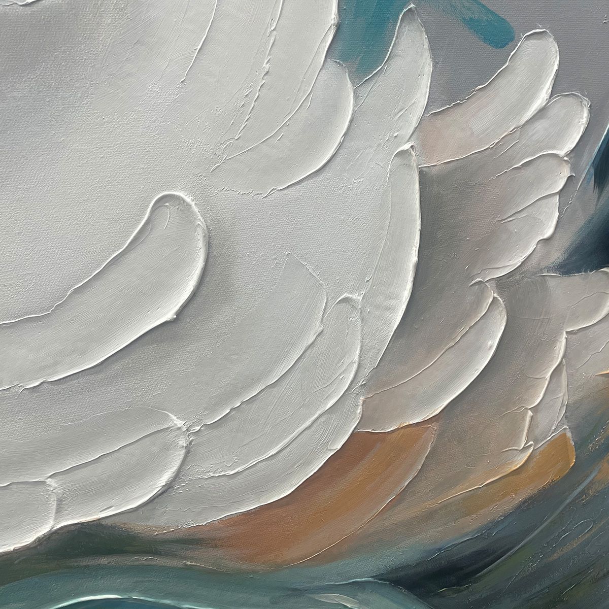 OCEAN WHISPERS: Textured Abstract Seascape Painting, White and Blue Wall Art, Panoramic Canvas, Coastal Decor - Image 5