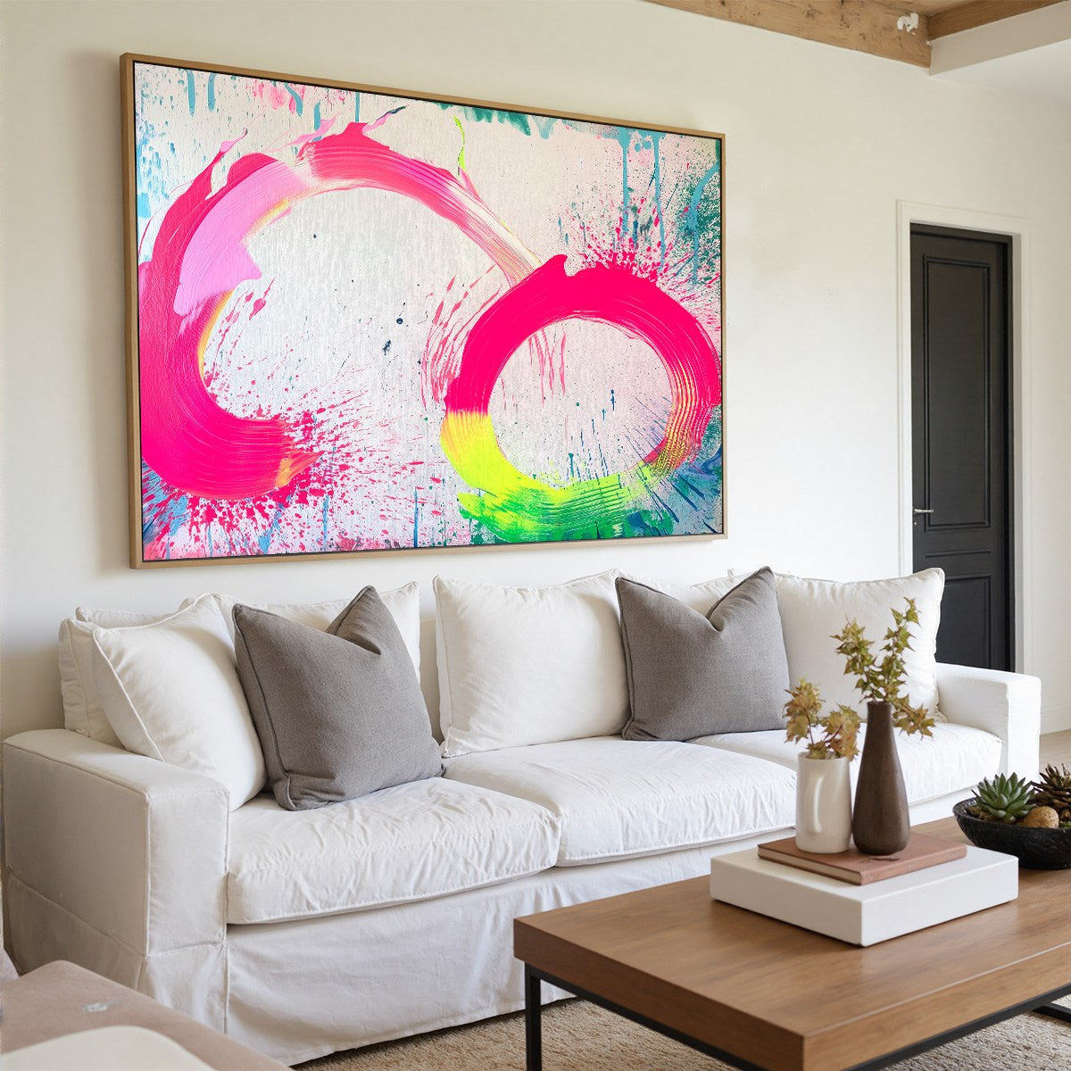 NEON BLOOM: Vibrant Abstract Acrylic Painting - Image 3