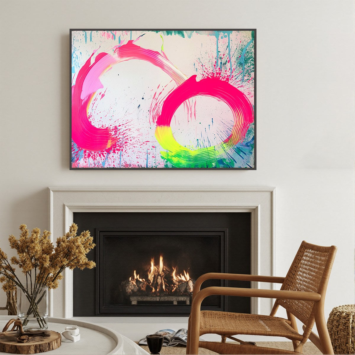 NEON BLOOM: Vibrant Abstract Acrylic Painting - Image 4