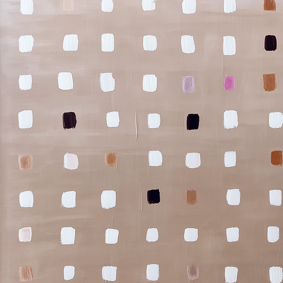 NEUTRAL HARMONY: Minimalist Abstract Grid Oil Painting - Image 6