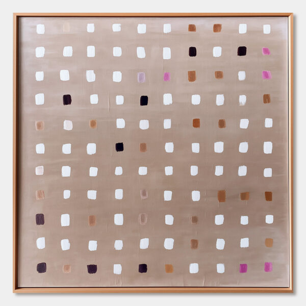 NEUTRAL HARMONY: Minimalist Abstract Grid Oil Painting