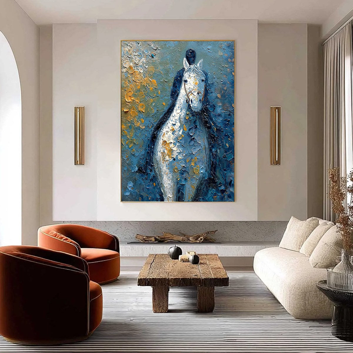 NOBLE COMPANION: Textured Impasto Horse and Rider Painting - Image 2