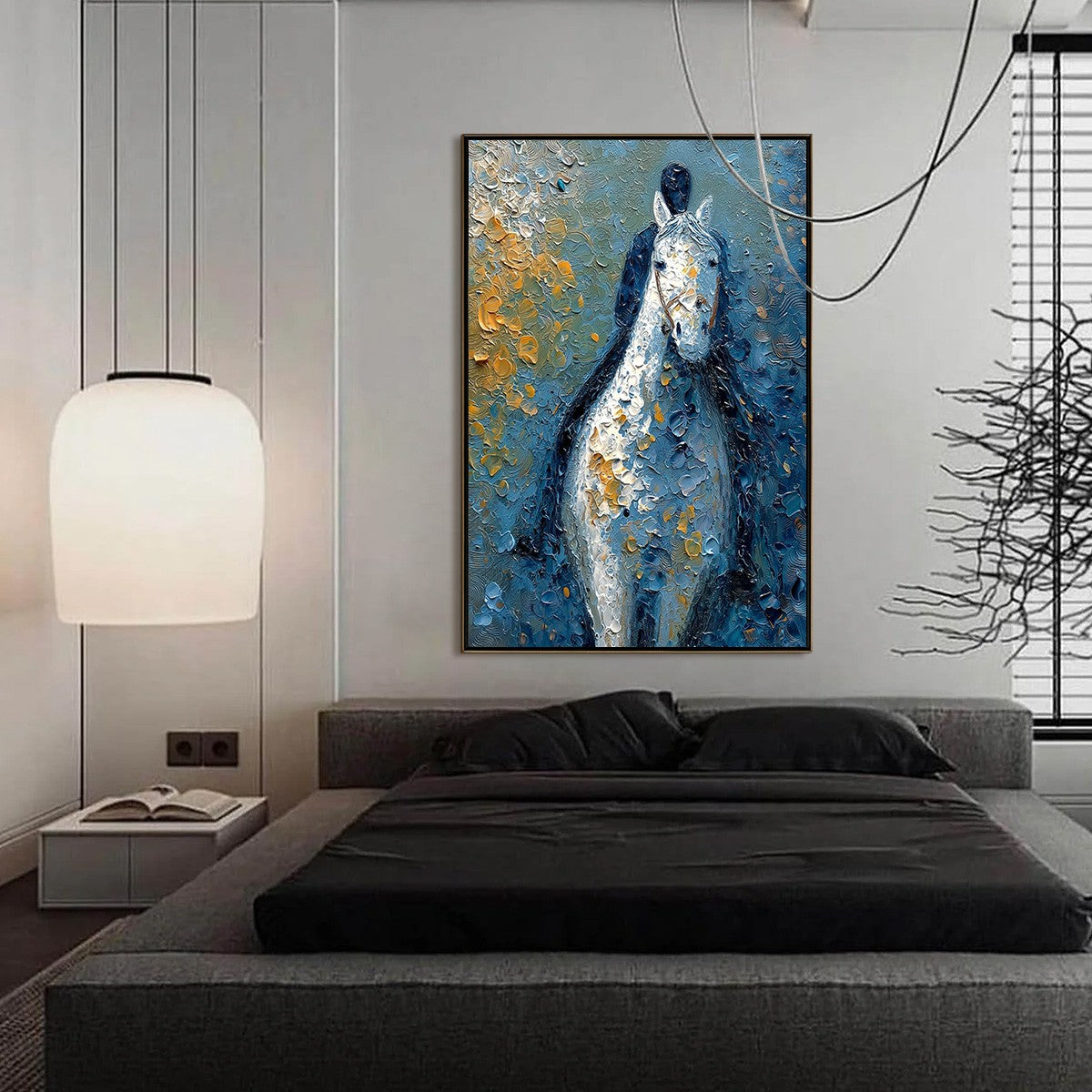 NOBLE COMPANION: Textured Impasto Horse and Rider Painting - Image 4